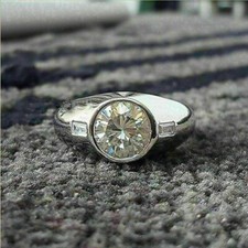 3Kt Brillant Solitär Diamant Herren Ring Hochzeit Verlobungsring Weißgold-Finish