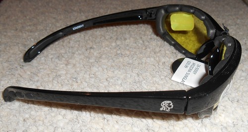 MOTORCYCLE FOAM BACKED SUNGLASSES YELLOW LENS BLACK FRAME ZAN ARIZONA - Bild 3 von 3