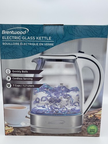 BRAND NEW Brentwood 1.7 Liter KT-1900 Royal Glass Electric Tea Kettle (White) - Picture 4 of 7