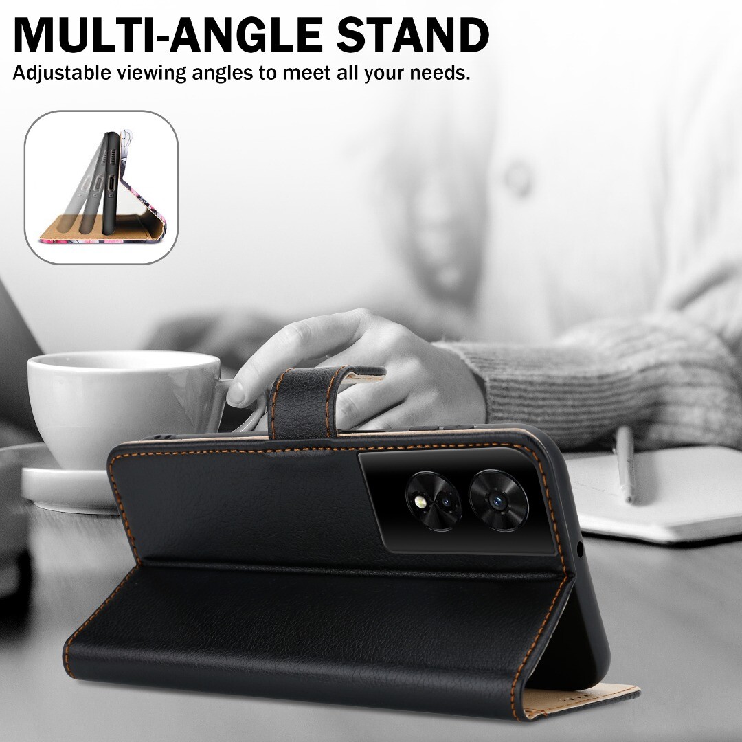 GOKEN Cover per TCL 505, Custodia Flip PU Pelle TPU Portafoglio Custodie con Stand & Carte Slot & Disegni Rilievo, Chiusura Magnetica Telefono Case, Grigio