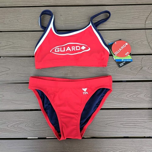 TYR Women's Lycra Nylon Red Life Guard Workout Bikini Size XXS NWT - 第 1/3 張圖片