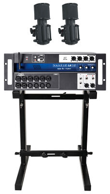 Soundcraft Ui16 Digital Recording Mixer w/Wifi+App Ctrl+Stand+2) Warm Audio Mics