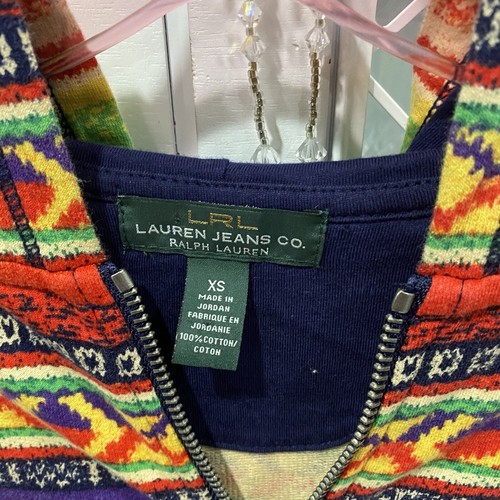 Chaqueta con capucha de colección Ralph Lauren occidental con cremallera occidental azteca de colección LRL colorida Boho XS - Imagen 2 de 8