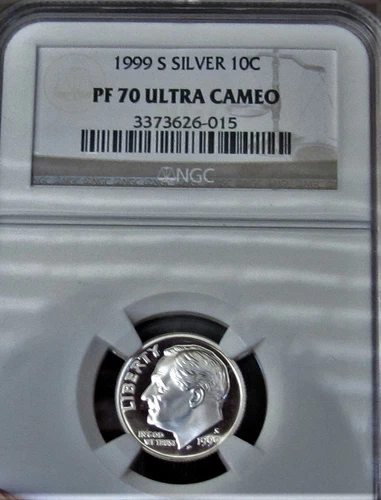 1999 S SILVER Proof 10C Roosevelt Dime NGC- Proof 70 Ultra Cameo