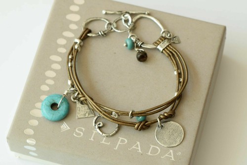 Silpada Sterling Silver Howlite Smoky Quartz on Brown Leather Bracelet B2086 - Picture 9 of 12