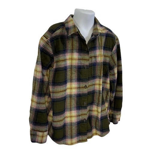 Upcycled Flannel Shirt Girls Size 8 Love Green Plaid Country Grunge Camp Chic - Picture 5 of 12