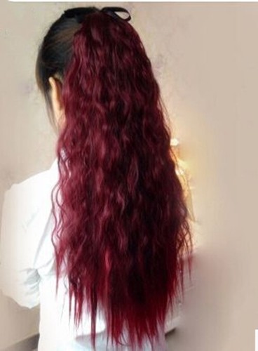 Long Wavy Ponytail Synthetic Ponytail Clip In Extension Colorful Hairpieces - Picture 25 of 30