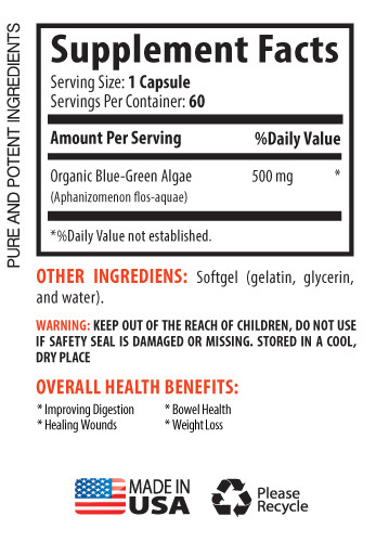 allergy relief - Organic BLUE GREEN ALGAE 500mg - super antioxidant - 3 Bottles - Picture 2 of 12