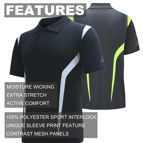 ACTIVE Mens Contrast Polo Shirt SPORTS WORK CLUB GYM TEAM TRADIES UNIFORM - Picture 55 of 68