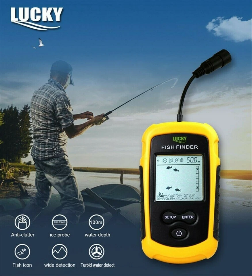 100M Portable Fish Finder Fishfinder Sonar Sensor Depth Echo Transducer Alarm - Image 3 of 4