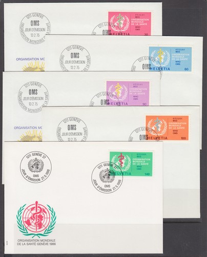 Suiza Sc 5O35-5O40 FDC. 1962-75 números de la Organización Mundial de la Salud, en muy buen estado - Imagen 2 de 2
