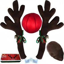 Upgraded Christmas Car Reindeer Antlers Decoration Kit, Vehicle Classic Matte