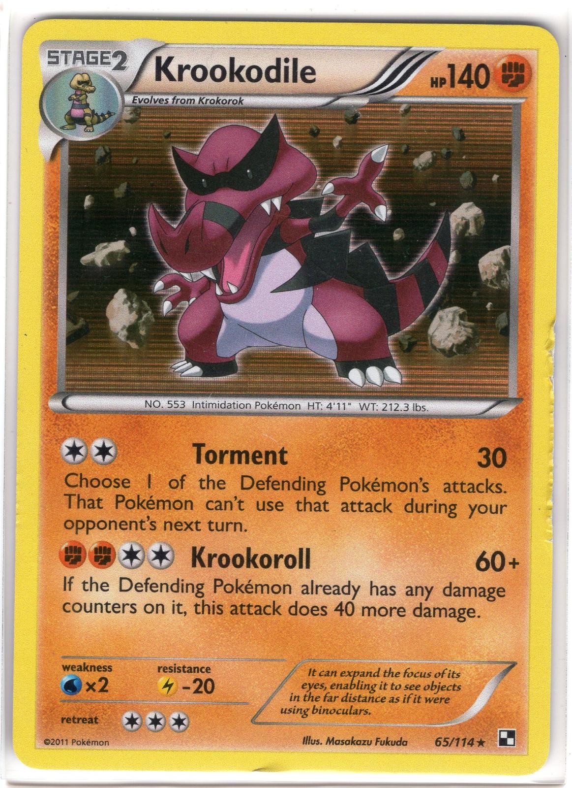 Krookodile 65/114 Holo Rare Black & White Pokemon Lightly Played