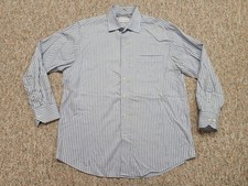 Tommy Bahama Shirt Mens 16 - 32 Blue Striped Button Up Long Sleeve Preppy Casual