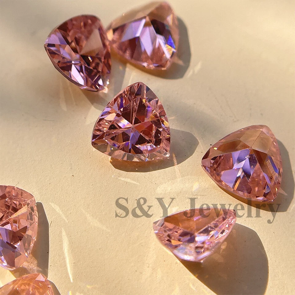 Circonita cúbica suelta corte trillón color rosa alta calidad 20 piezas piedras preciosas circonita cúbica Foto 4 de 4