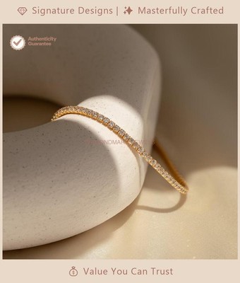 Rundes natürliches Diamant Geschenk für Geburtstag Frau Tennisarmband 14 Kara...