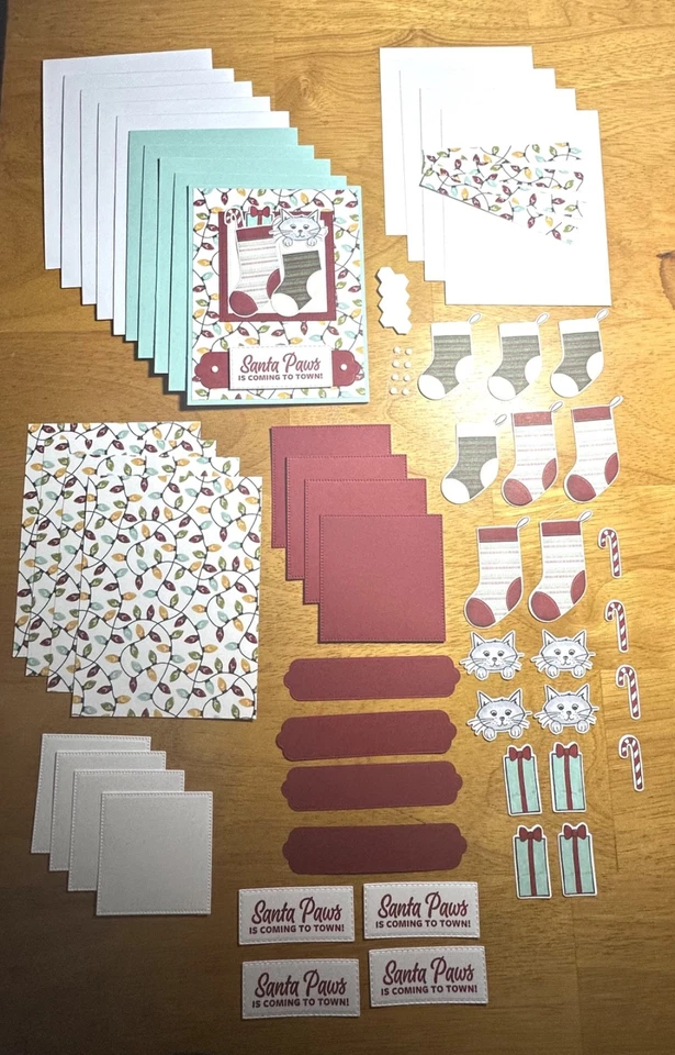 Stampin’ Up!  Juego de 5 tarjetas de Navidad Paws, gatos, troquelados, DSP Foto 2 de 4