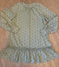 ASOS 8 Tall Button Smock Mini Dress Horse Shoe Embroidery Sage NWOT