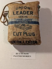 "UNION LEADER CUT PLUG" VINTAGE ADVERTISING SMOKING PIPE TOBACCO BAG