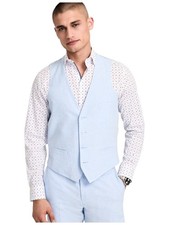 Bar Iii Mens Slim fit Button-Up Suit Vest Small Powder Blue Solid