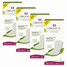 100% Organic Cotton Panty Liners - Chemical-Free, Maxi Flow, 20 Count (Pack of 4