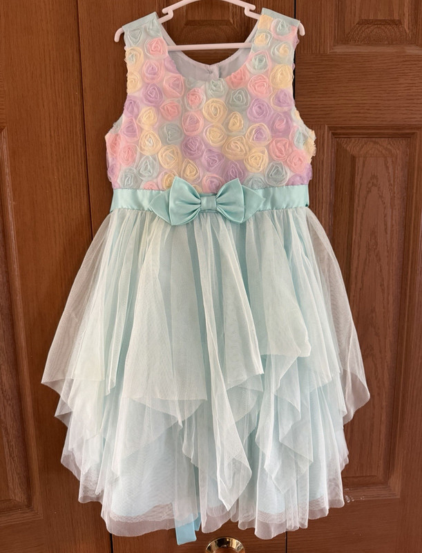 Jona Michelle Sleeveless Fit & Flare Tulle Floral Dress Girls 5 Knee Length Bow