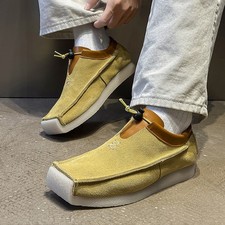 Mens Suede Leather Shoes Square Toe Flats Cas...