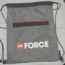 Gray Drawstring Backpack Gym Sack Front Zip Pocket Lightweight Adjustable Strap