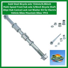Gold Steel Bicycle axle 154mm/6.06inch Multi-Speed Front hub axle 3/8inch Bic...