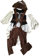 Halloween Costume Adult Lady Shipwrecked Pirate Small Jumpsuit Hat Caribbean