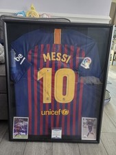 Lionel Messi Hand Signed Autographed Barcelona Jersey Framed Beckett Witness COA