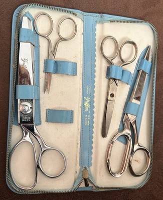 Vintage Griffon Scissor Set Of 4 Made In Austria Leather Zipper Case