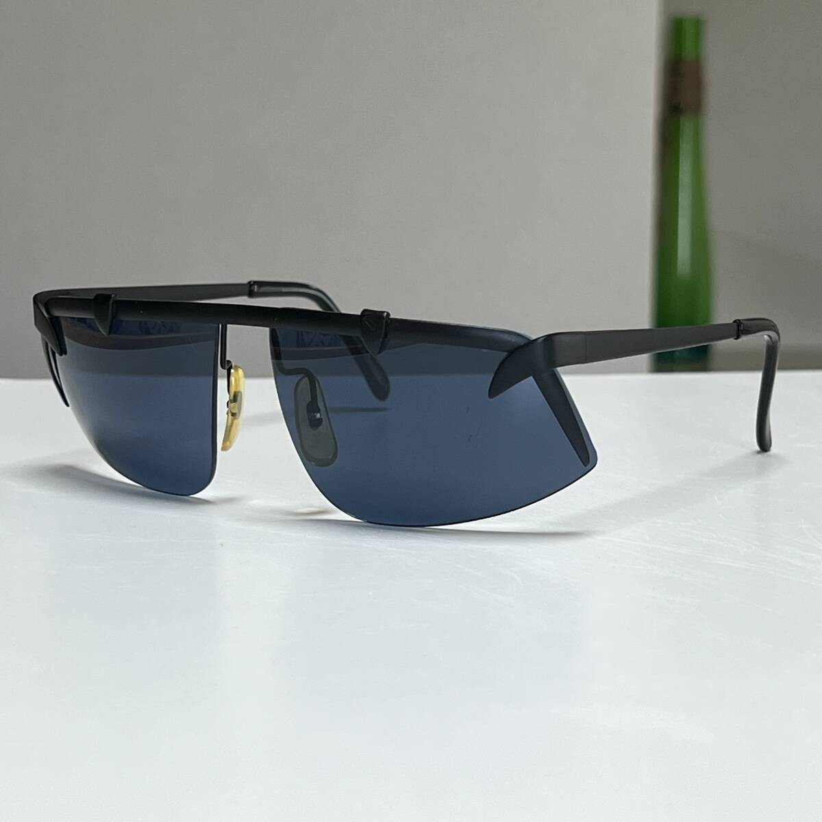 Issey Miyake Men Vintage Sunglasses Matte Black Blue Lens Early Logo image 2