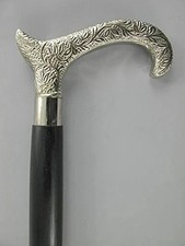 Vintage Silver Brass Head Antique Handle Handmade Walking Stick Wooden Cane Gift