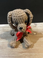 Hand Crocheted Stuffed Animal Stuffed Dog Toy Crochet Dog Brown