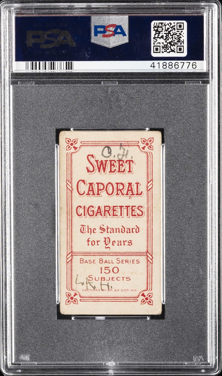 1909-11 T206 SWEET CAPORAL 150/30 BATTING CY SEYMOUR PSA 3 MK view 2
