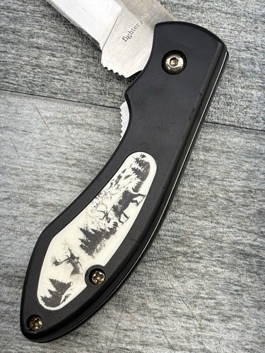 Fighter Plus Thumb Assist Folding Locking Belt Clip Drop Point Pocket Knife Deer - Picture 5 of 21