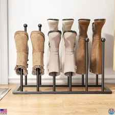 Free Standing Black Metal Shoe Rack - Holds 6 Pairs for Home & Outdoor Use