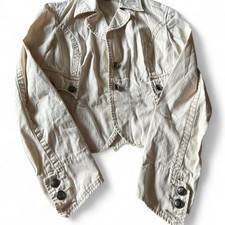 Cream cropped button-up jacket