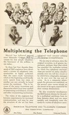 1919 American Telephone Telegraph AT&T Bell System Vintage Phone Multiplexing Ad