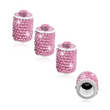 4 PCS Tire Stem Valve Caps, Bling Crystal Rhinestone Wheel Tire Valve Cap Pink