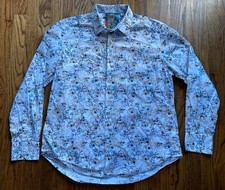 Robert Graham Shirt Mens Size XL Floral Abstract Long Sleeve Cotton Flip Cuff
