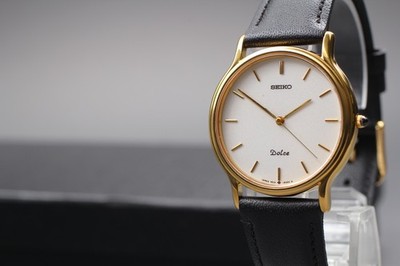 Vintage 1989 Exc+5 Seiko Dolce 9531-6030 SGP Gold HAQ Quartz Mens