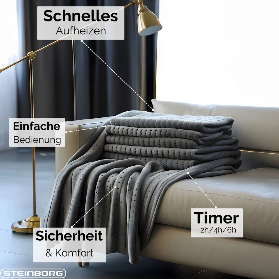 Elektrische Heizdecke Abschaltautomatik Wärmedecke Kuscheldecke Wärmeunterbett  - Bild 3 von 4