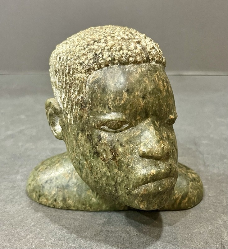 Vintage Zimbabwean Soapstone Shona Tribal Bust Statue Carving, Steven Jokonya?