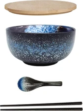 38 OZ Large Ceramic Ramen Bowls Sets， Japanese Ramen Bowls, Soup Bow