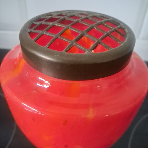 VINTAGE Orange /Red ART DECO KRALICK GLASS Spatter VASE 1930s-14cm-Excellent - Picture 4 of 10