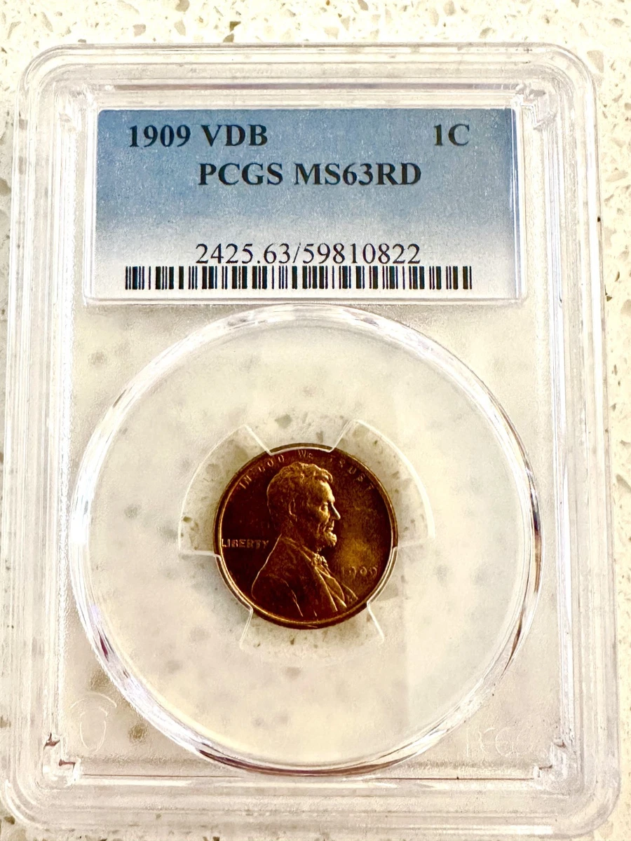 PCGS Certified MS 63 Graded 1909 Year Lincoln Wheat US Small Cents