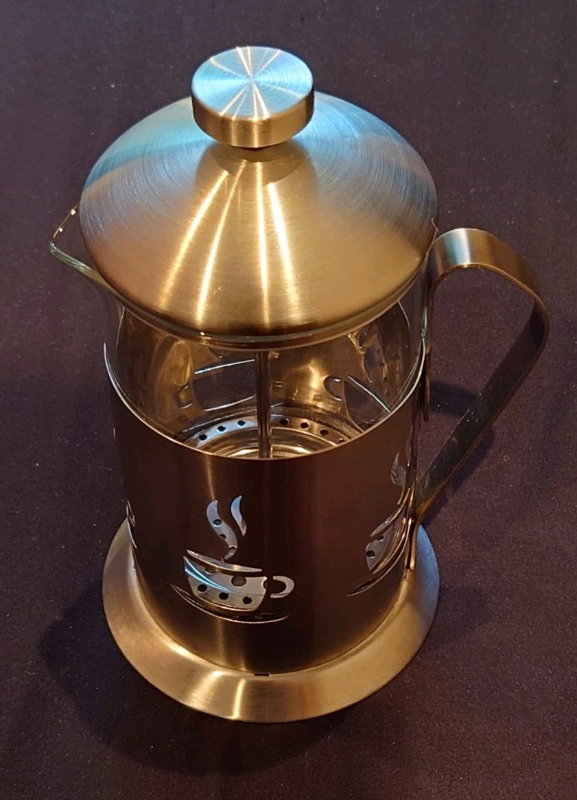 3-Cup Stainless Steel with coffee cup cut out detail & Glass French Press
Opens in a new window or t