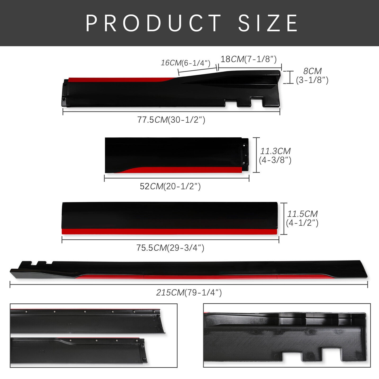 Glossy Black 2m Side Skirt Extension Spoiler Splitter For Bentley Continental